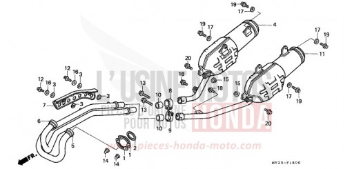 SILENCIEUX D'ECHAPPEMENT NX650R de 1994